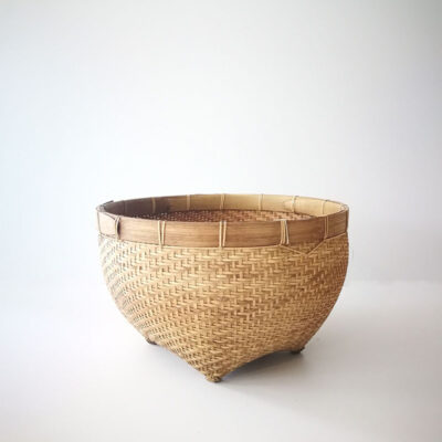 low handmade seagrass basket